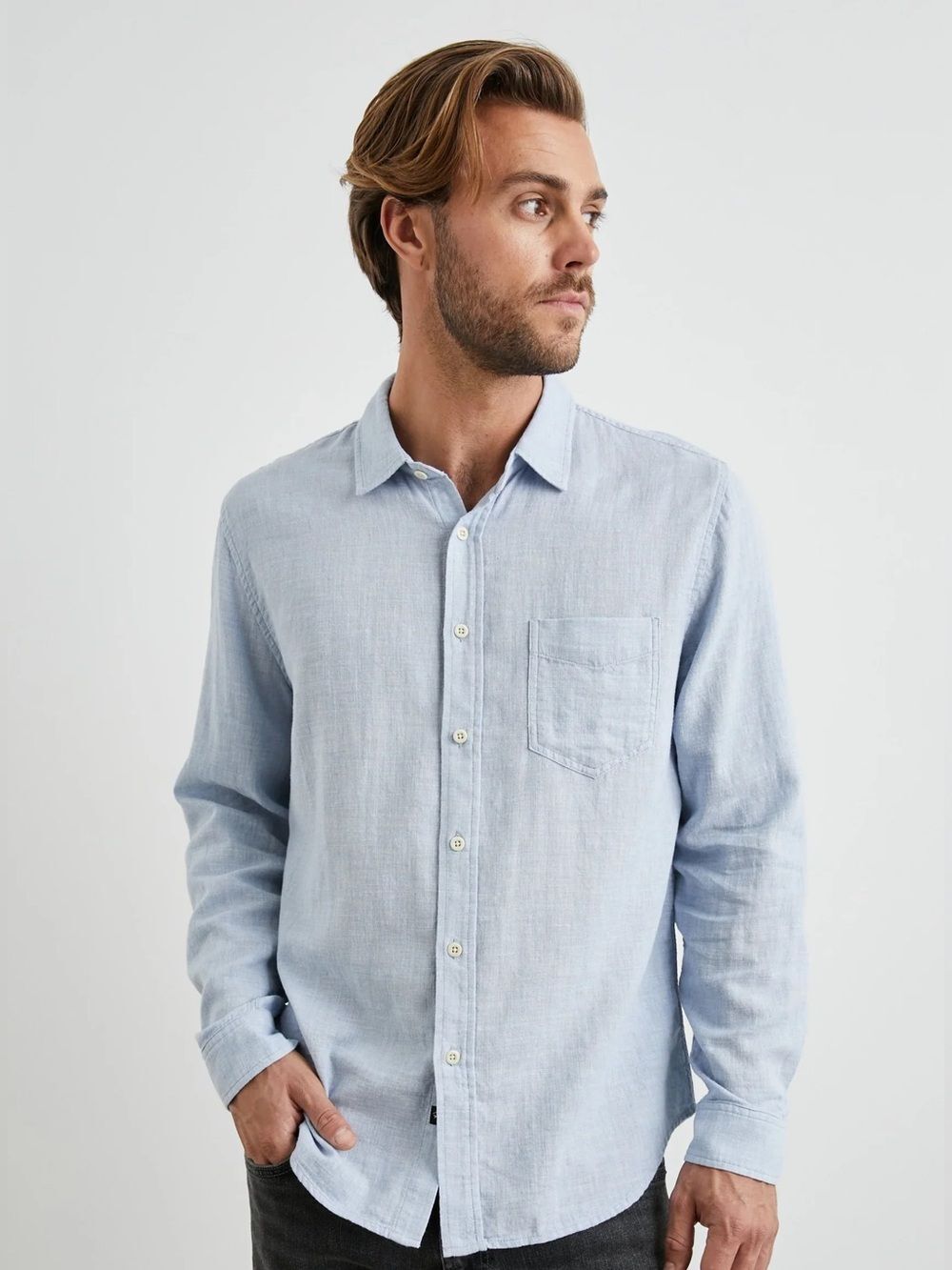RAILS MENS Wyatt Shirt Blue Melange Med